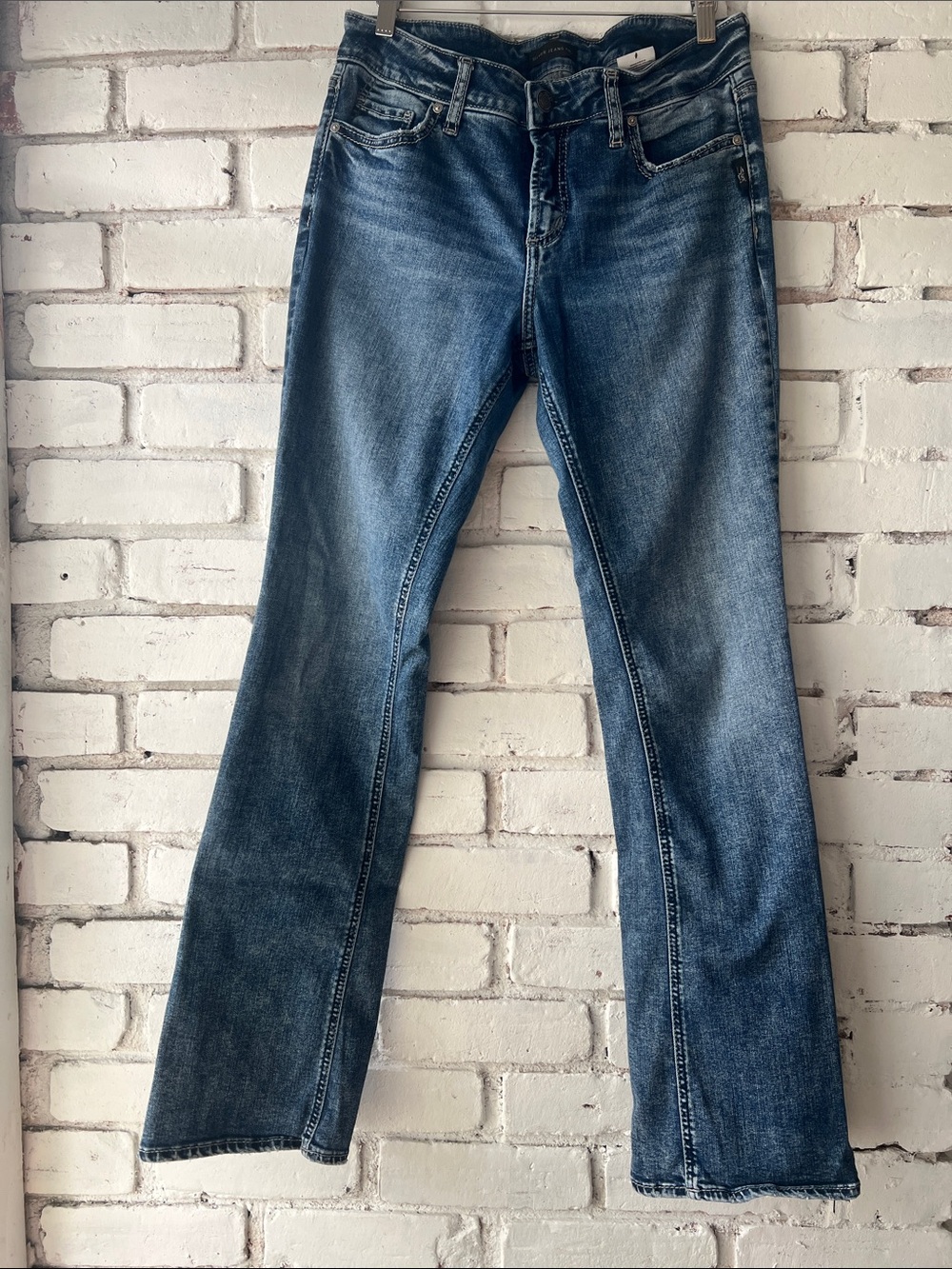 Y2k Silver Jeans Women's Medium Blue Bootcut Jeans bedazzle bum denim